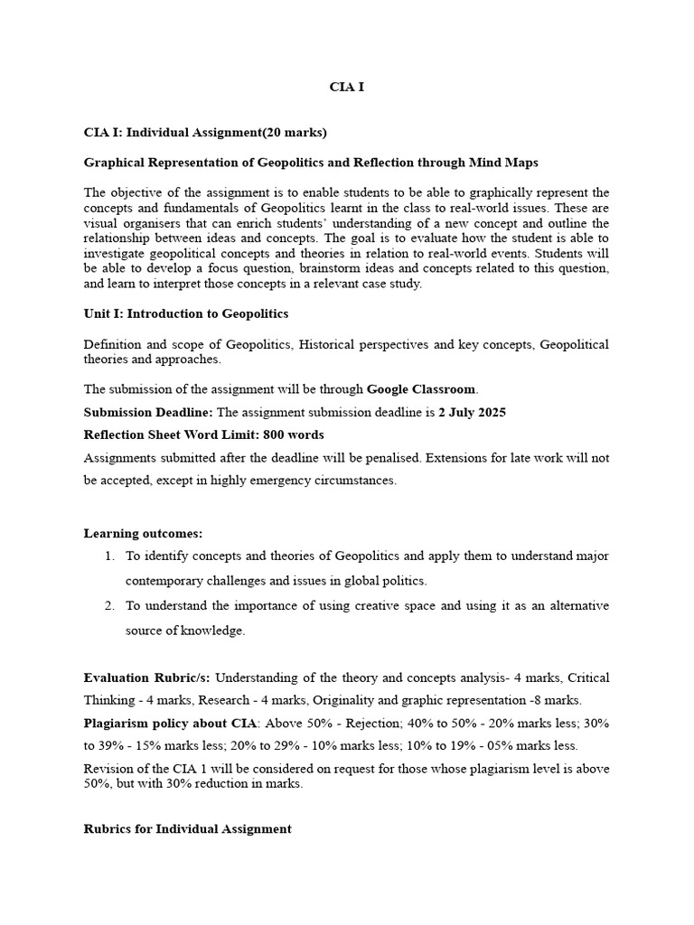 Geopolitics and Risk Analysis CIA I | PDF | Cognition | Cognitive Science