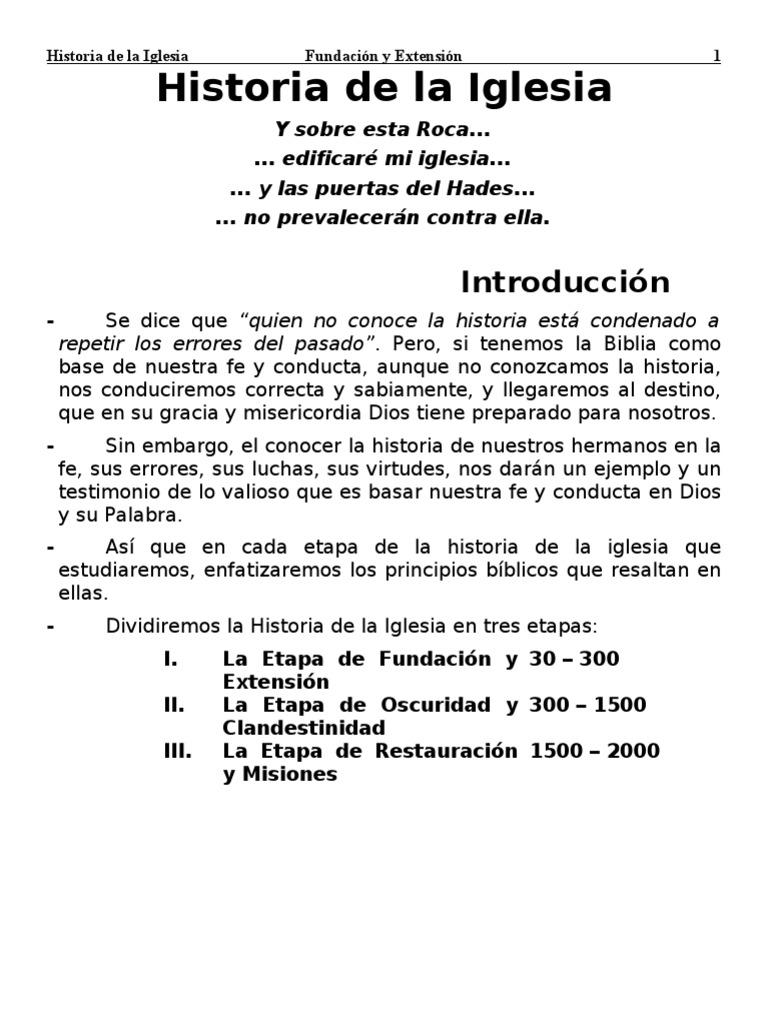 Etapas de la Historia de la Iglesia | PDF | Cristiano judío | Jesús