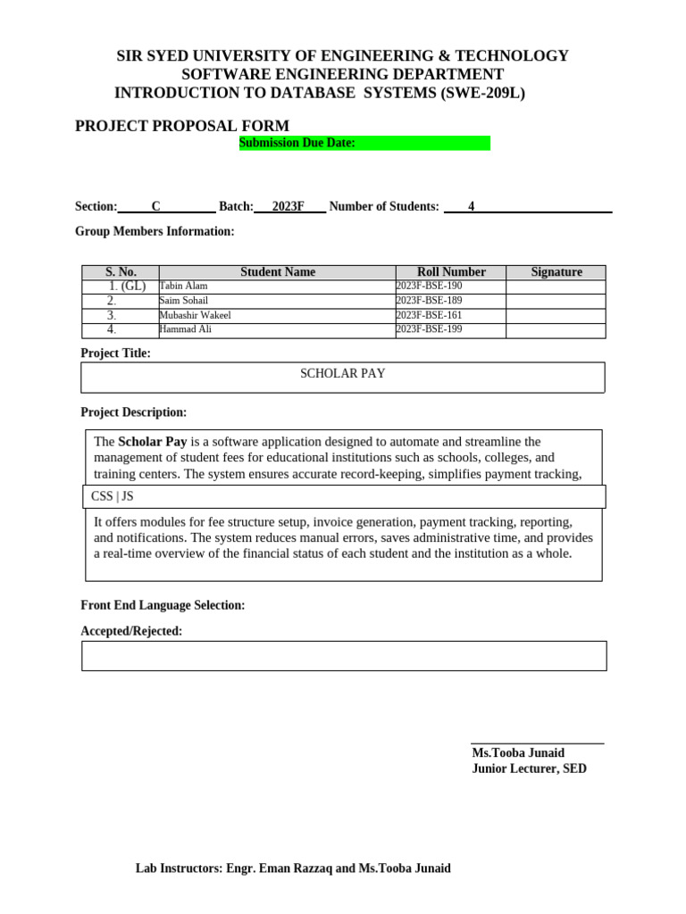 Project Proposal Form | PDF | Databases | Computing