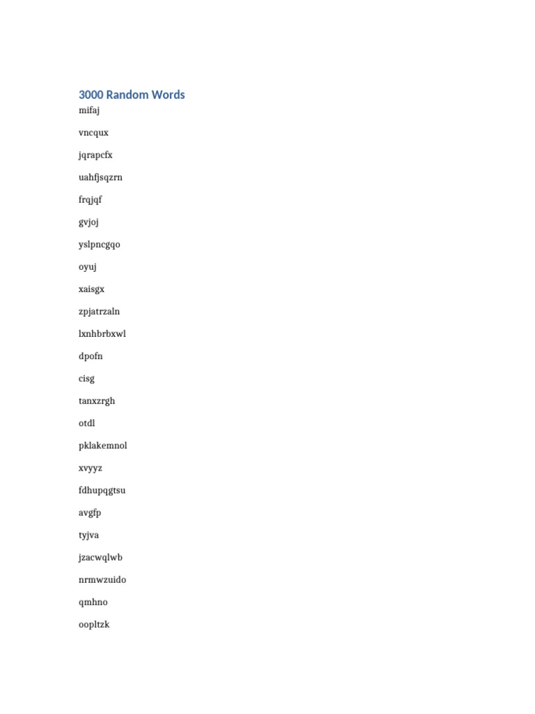 3000 Different Random Words | PDF
