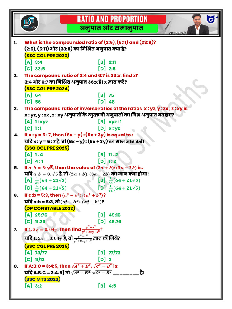 Ratio and Proportion Sheet 01 | PDF | Ratio | Mathematics