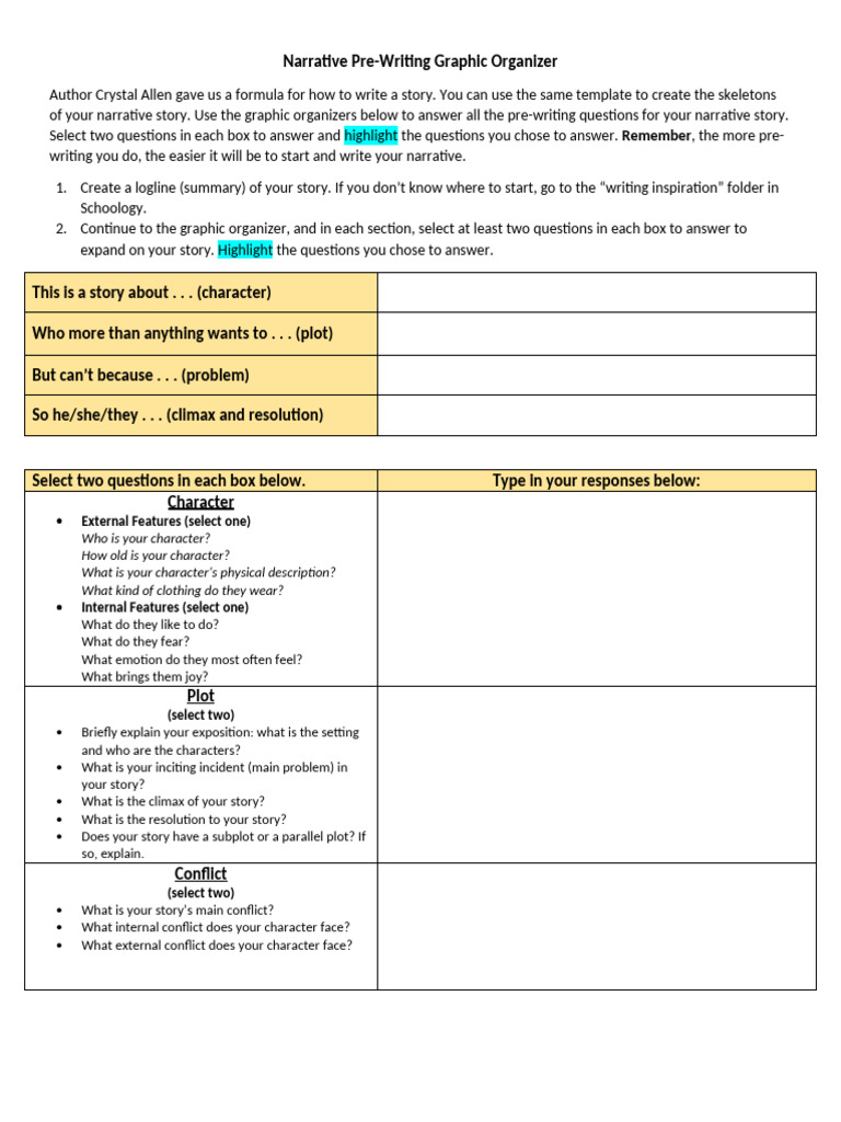 Narrative Pre Writing | PDF