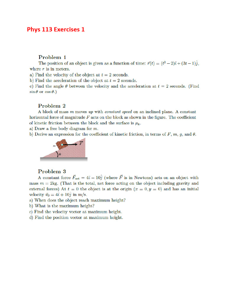Phys 113 Exercises | PDF