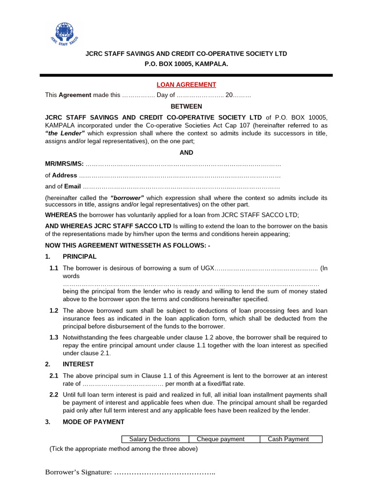 Loan Agreement | PDF | Loans | Interest