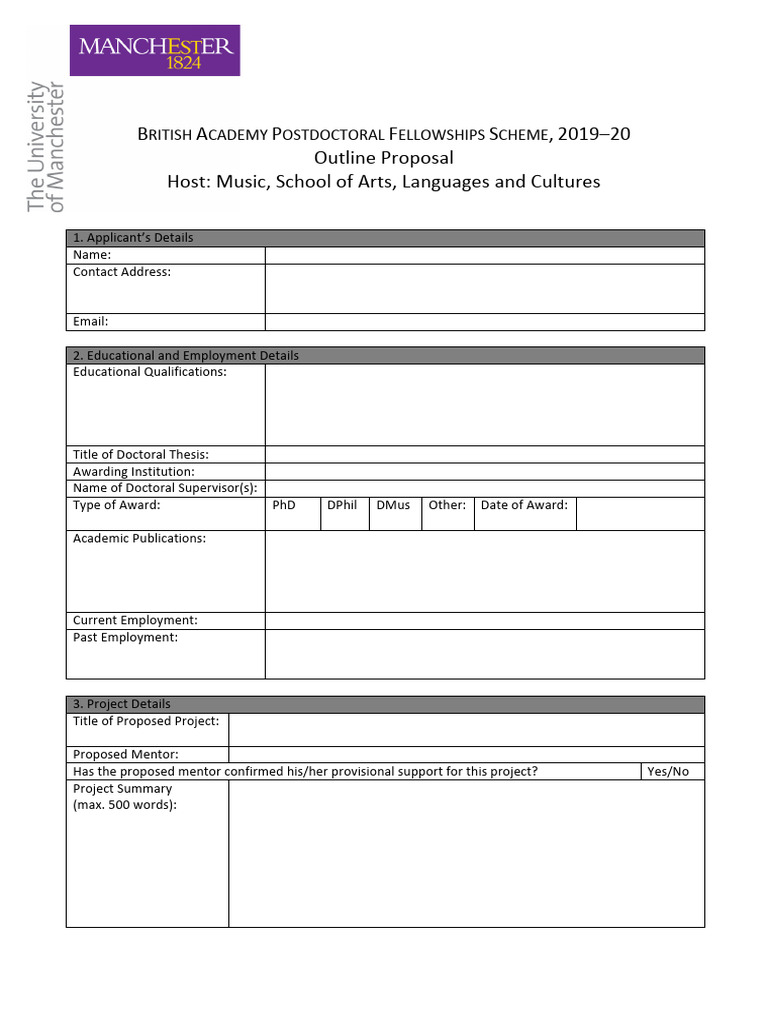 BA Postdoctoral Outline Proposal 19-20 | PDF