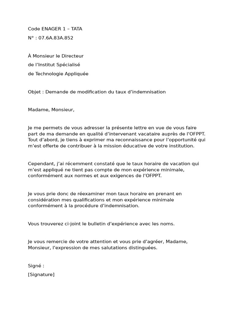 Demande de Modification | PDF