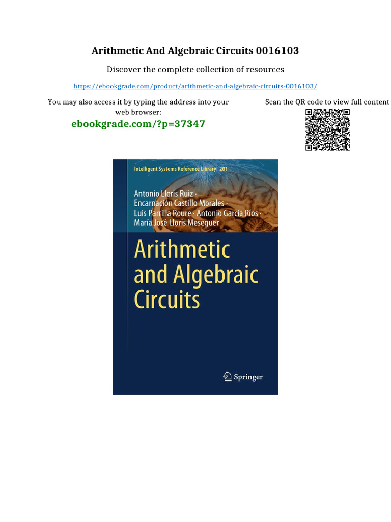 Arithmetic and Algebraic Circuits 0016103 Available Any Format | PDF ...