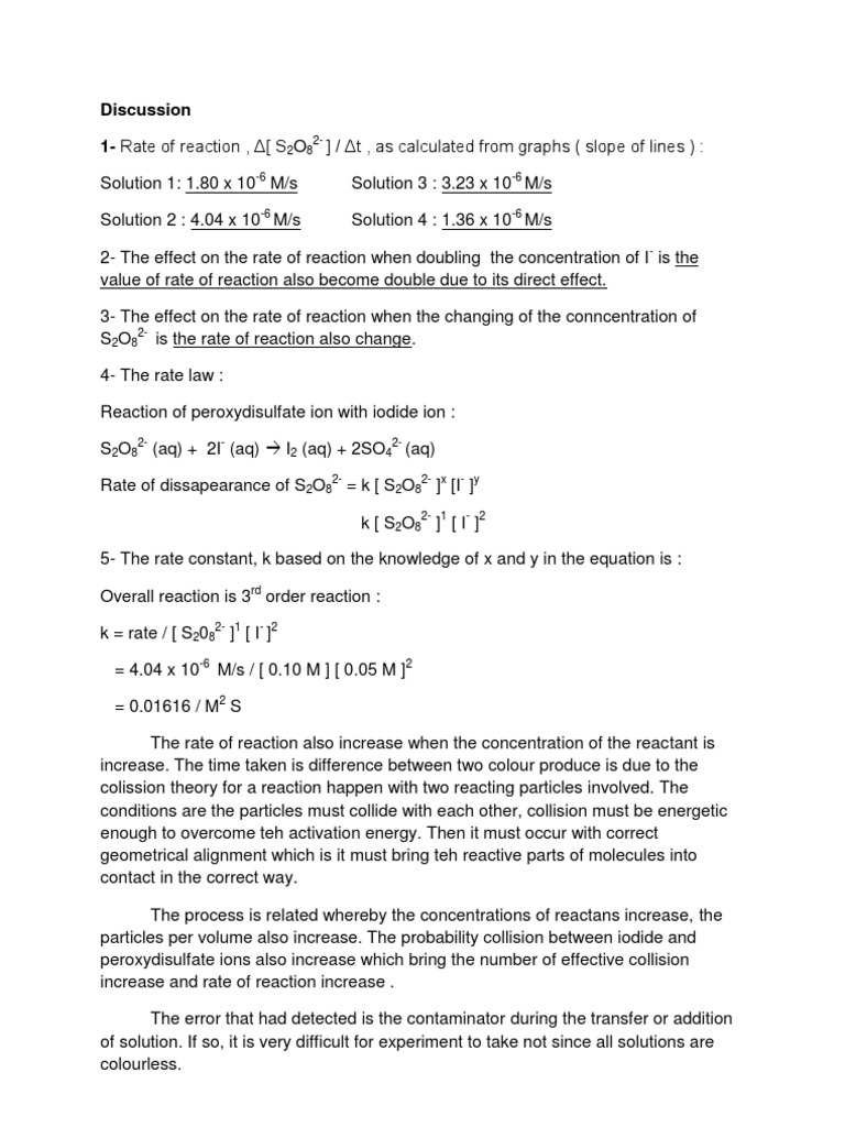 Eh110a31 Lab2 a Clock Reaction Reaction Rate Chemical Reactions