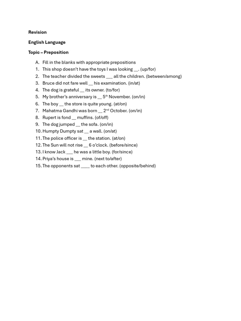 English HW Class 5 | PDF