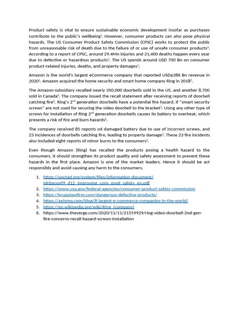 Amazon - Product Quality and Safety - 03.08.2021 | PDF