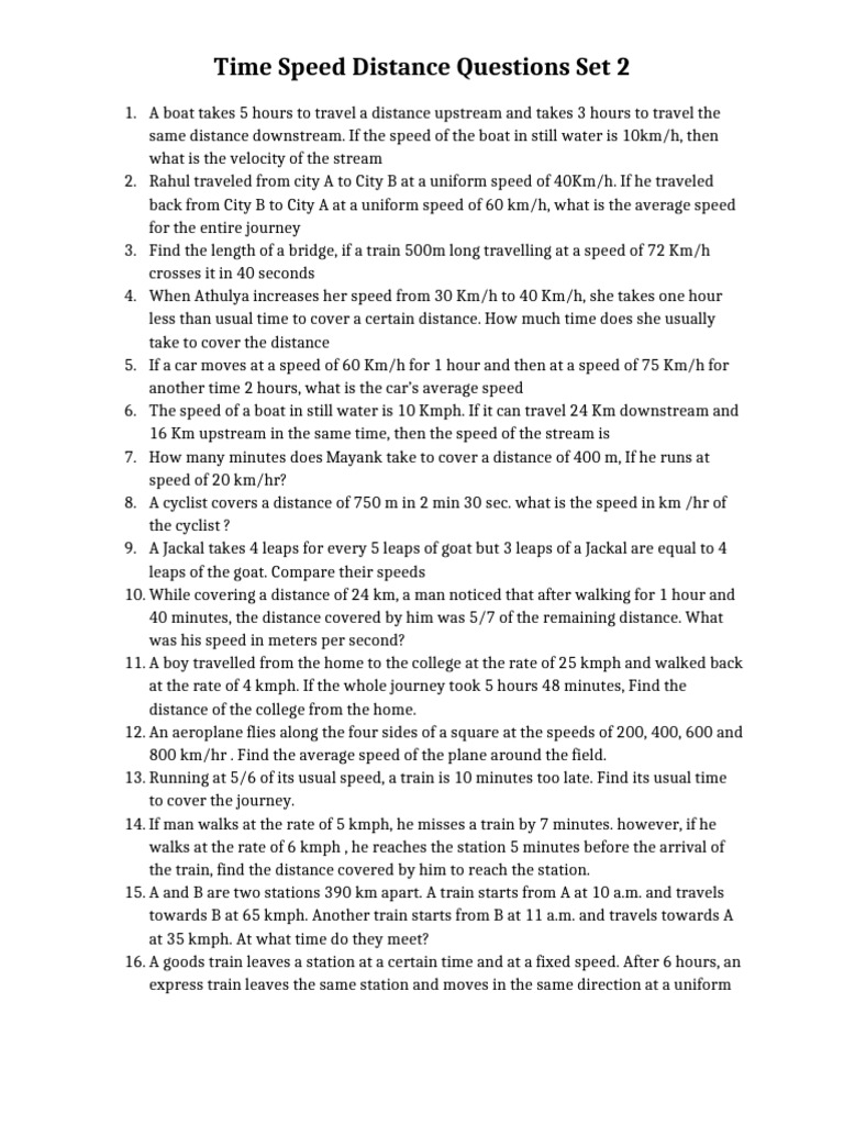 Time Speed Distance Questions Set II | PDF