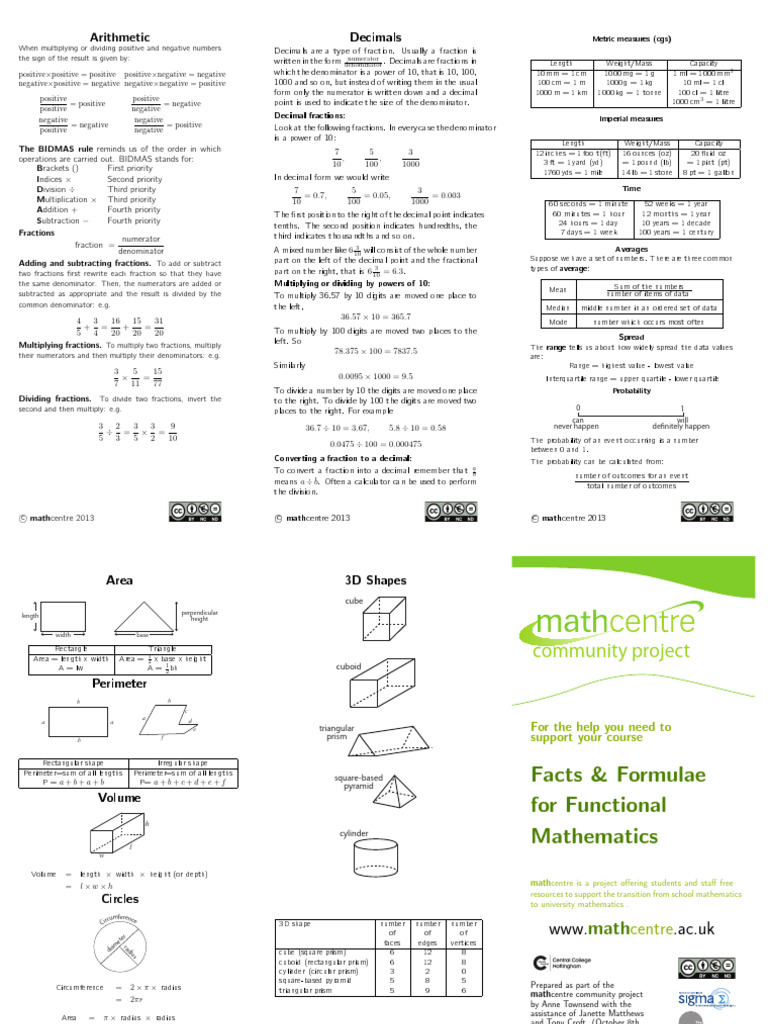 FF Fun CT Math Print | PDF | Area | Litre