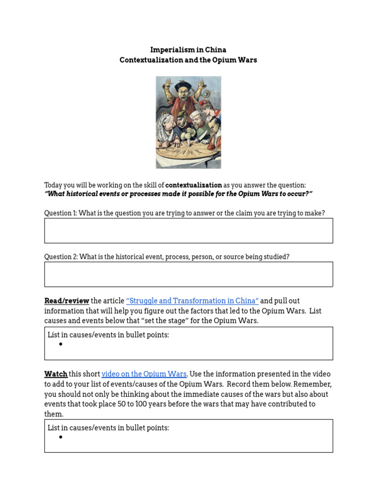 Imperialism in China - Contextualization and The Opium Wars | PDF