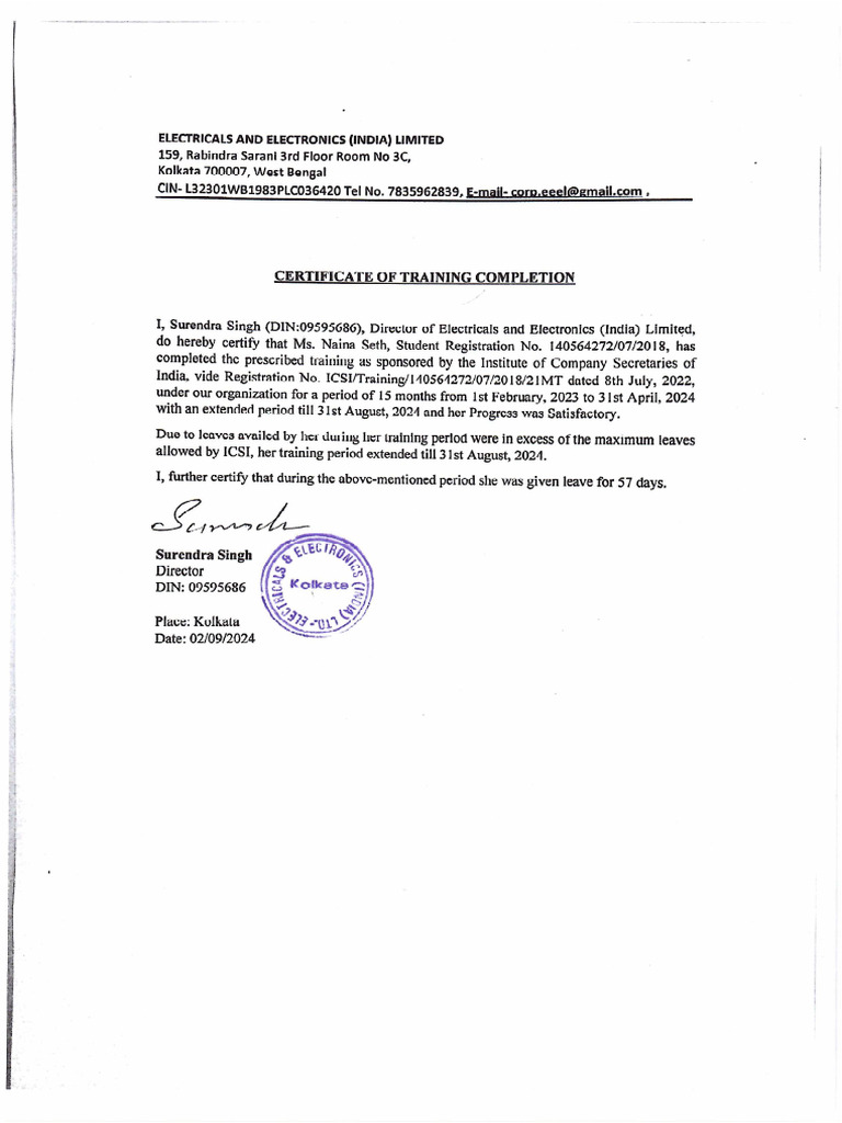 Training Completion Certificate | PDF
