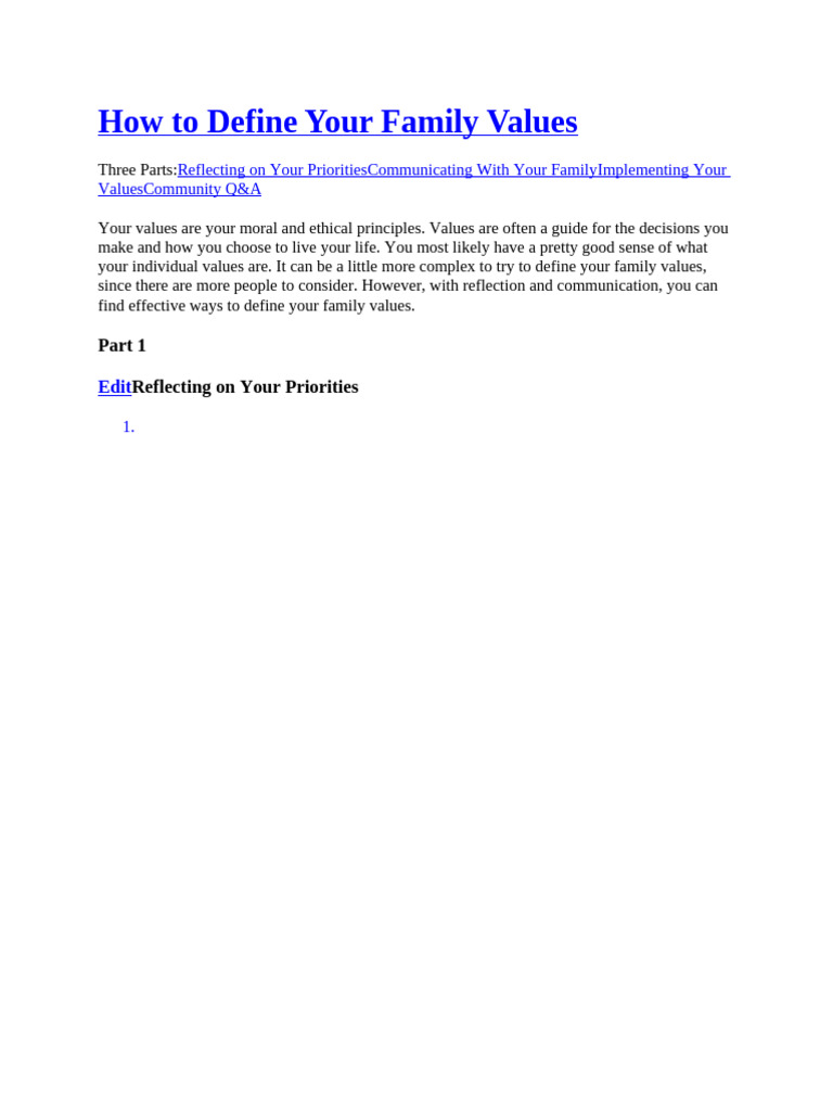 How To Define Your Family Values | PDF | Value (Ethics) | Family