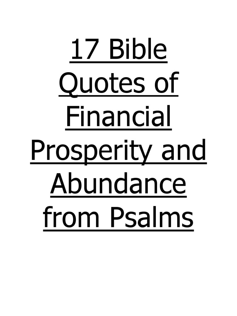 Psalms on Financial Prosperity | PDF | Prosperity Theology | Bible