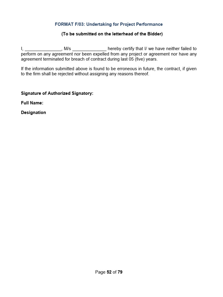 FORMAT F 03 Undertaking | PDF