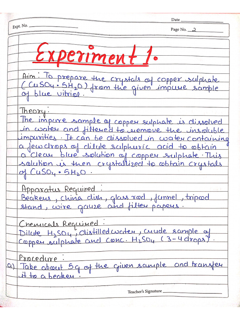 Chemistry Practical Work | PDF