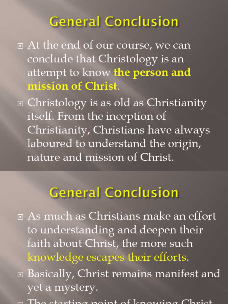 Christology - General Conclusion | PDF | Christology | Jesus