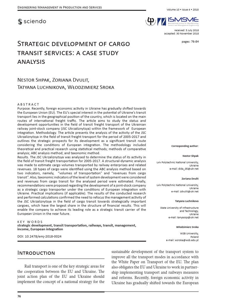 Strategic Development of Cargo Transit s-2 | PDF | Transport | Cargo