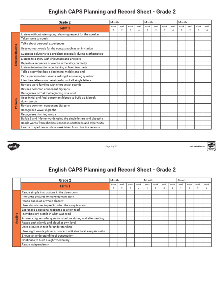 Za HL 1663425425 English Caps Planning and Record Sheet Grade 2 - Ver ...
