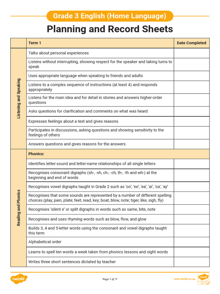 Za HL 1663771653 Grade 3 English Home Language Caps Document Planning ...