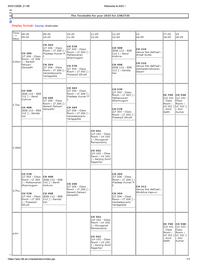 Time Table | PDF