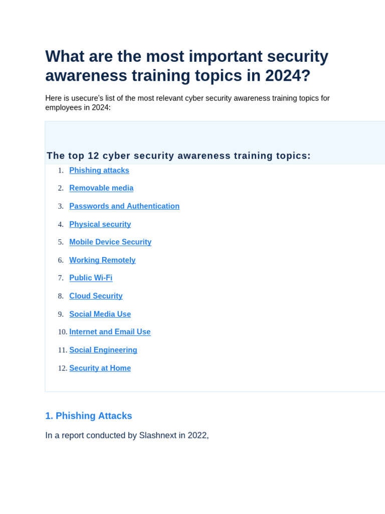 What Are The Most Important Security Awareness Training Topics in 2024 ...