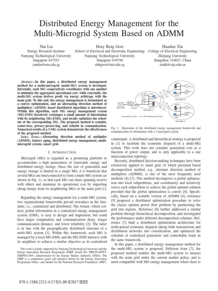 Distributed Energy Management For The Multi-Microgrid System Based On ...