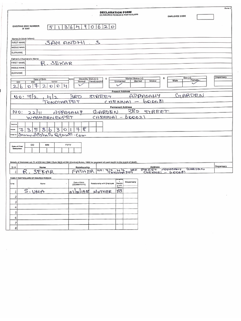 7.esic Declaration Form-2 | PDF