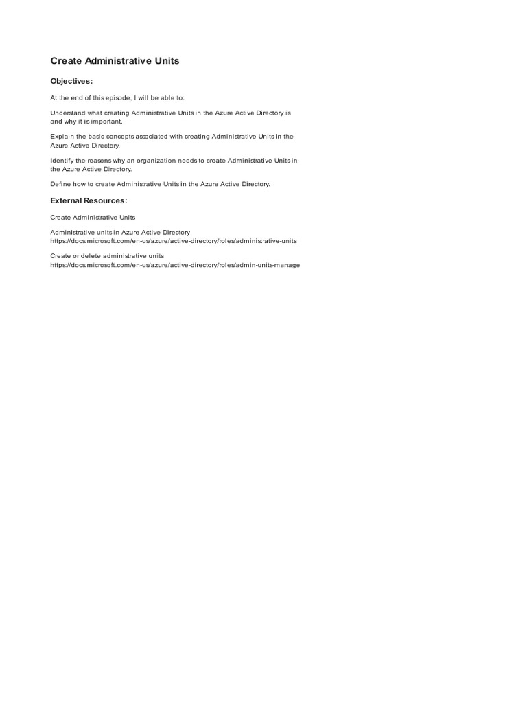 1 - 4 - Create Administrative Units | PDF