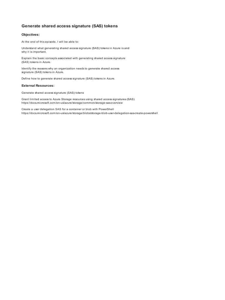 4 - 2 - Generate Shared Access Signature (SAS) Tokens | PDF