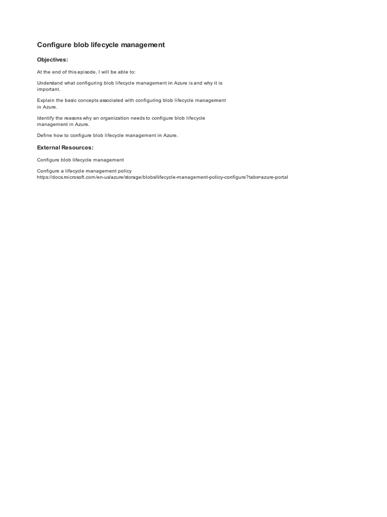 6 - 4 - Configure Blob Lifecycle Management | PDF