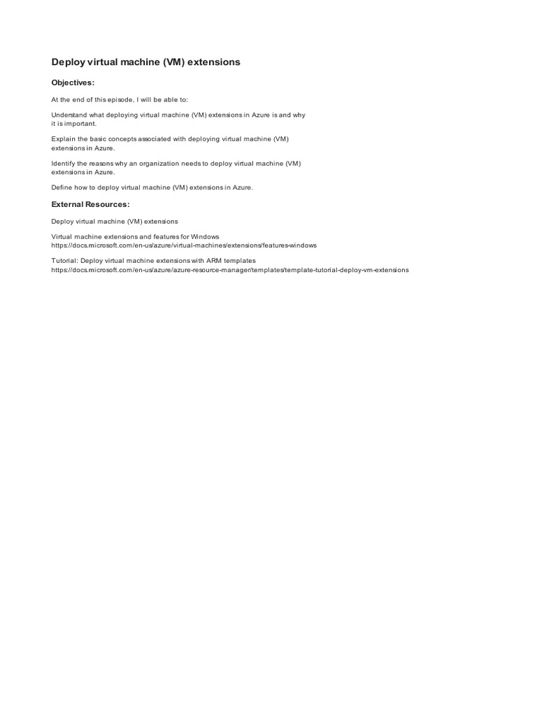 7 - 2 - Deploy Virtual Machine (VM) Extensions | PDF