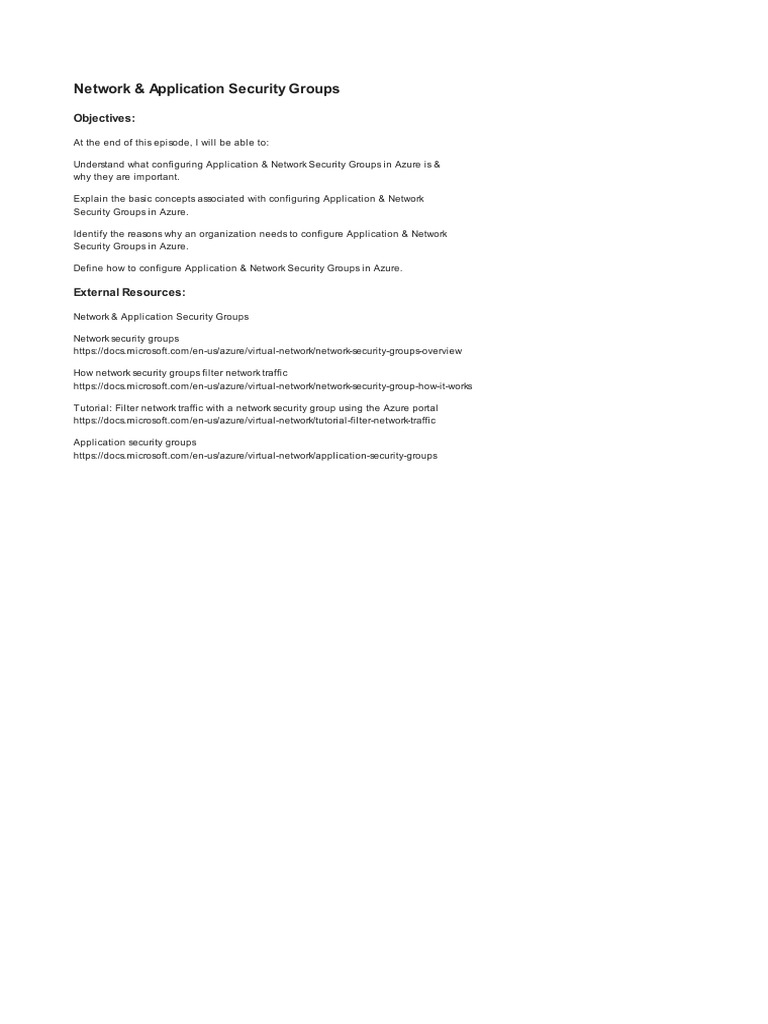 12 - 1 - Network & Application Security Groups | PDF