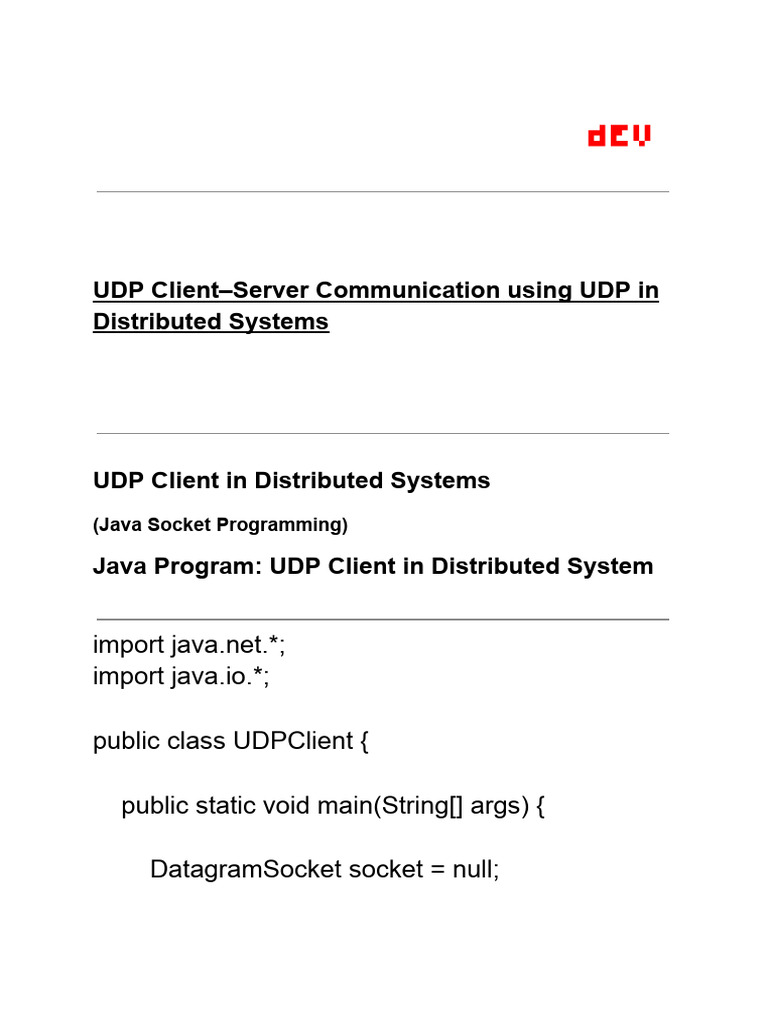 UDP Client-Server Communication Using UDP in Distributed Systems - dEV ...