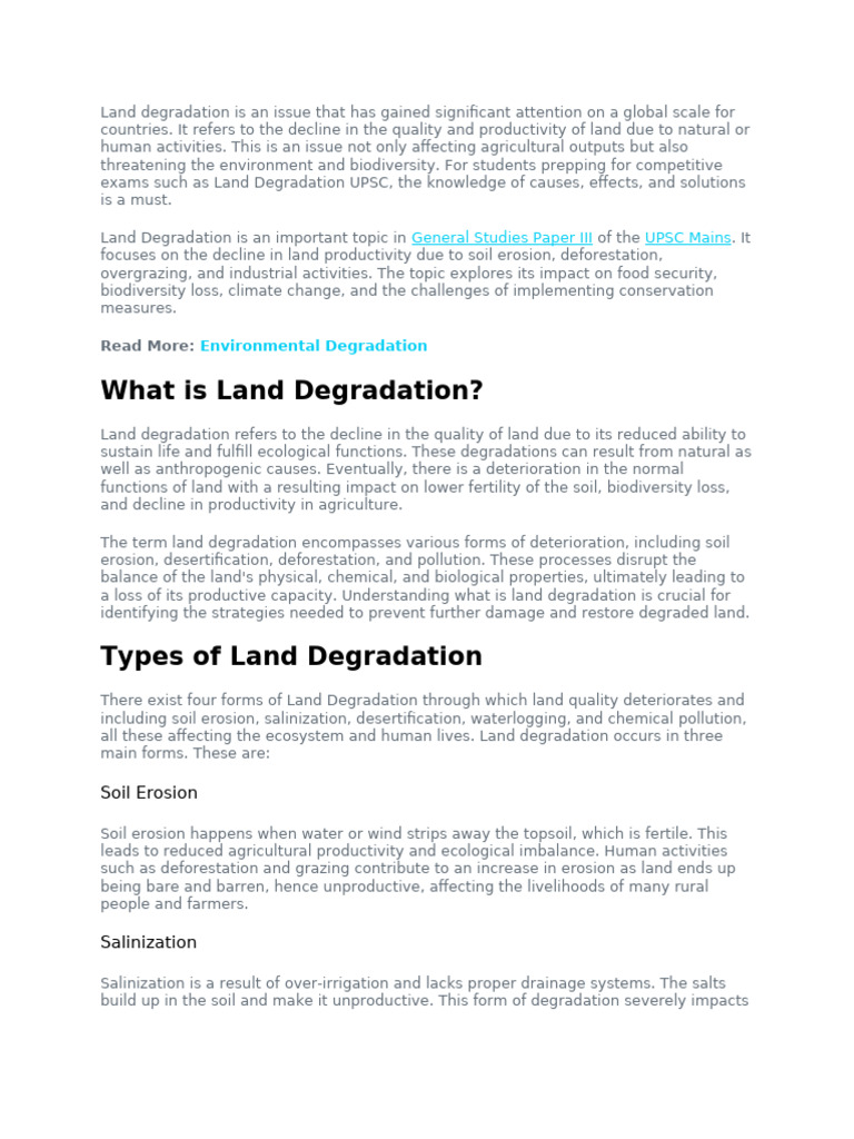 Land Degrdation | PDF | Environmental Degradation | Habitat Destruction