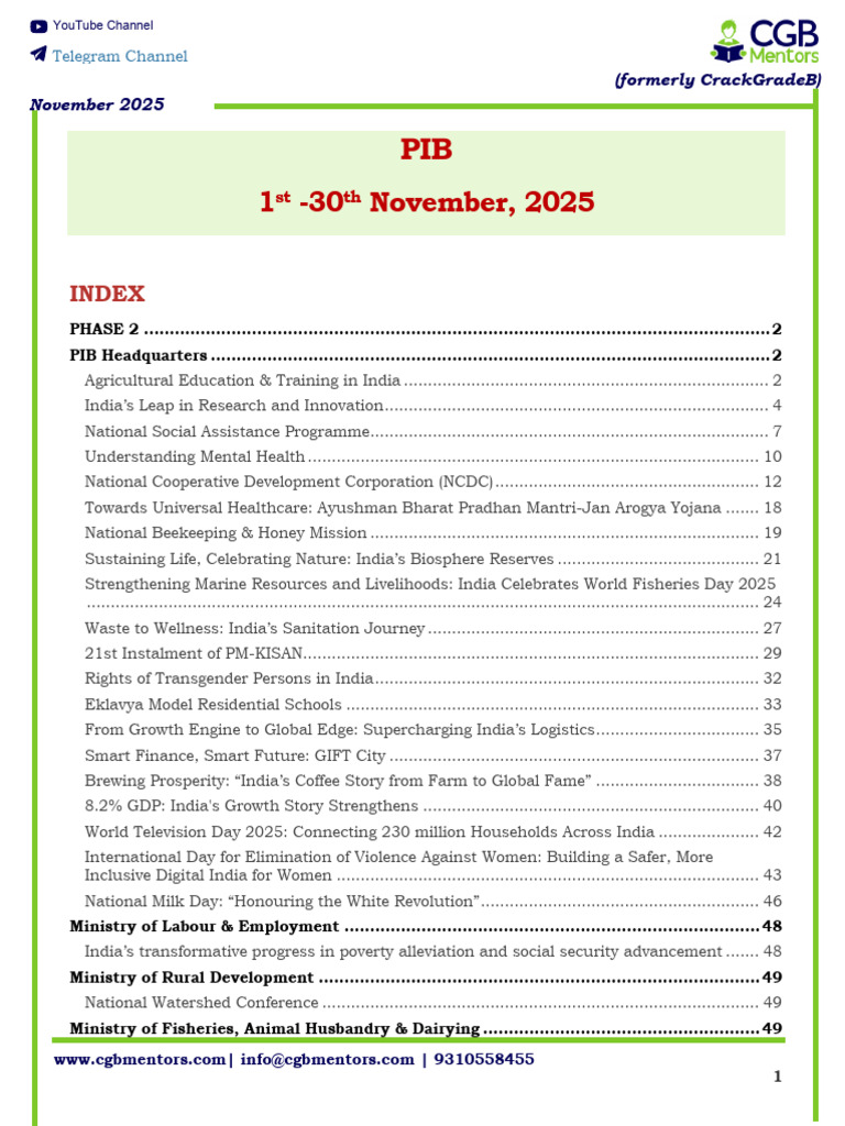 PIB 1st 30th November 2025 Compilation Lyst1765255547895 | PDF