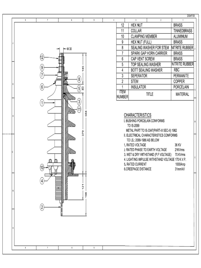 HV Bushing Specification With Mesurement | PDF