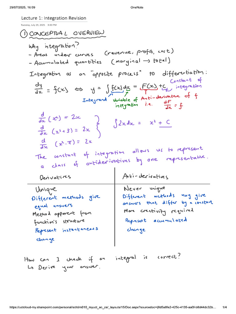 Lecture 1 Integration Revision Basics | PDF