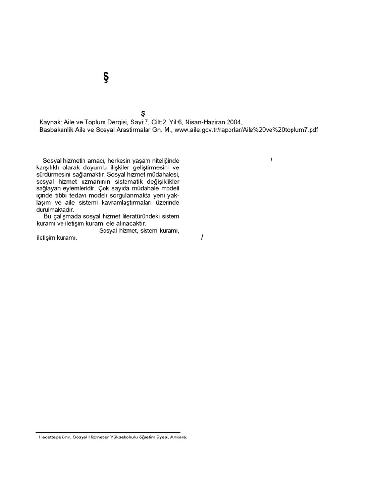 Ai̇le Terapi̇si̇nde Sosyal Hi̇zmet Yaklaşimi | PDF