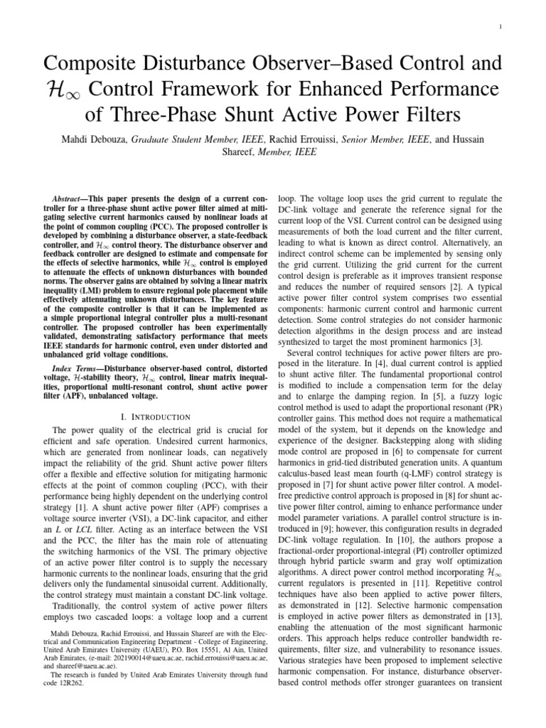 Composite Disturbance ObserverBased Control and H Control Framework For ...