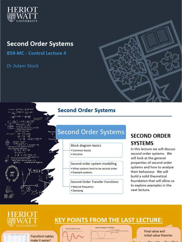Lecture B59MC-4 - Second Order Systems | PDF | Damping | Laplace Transform