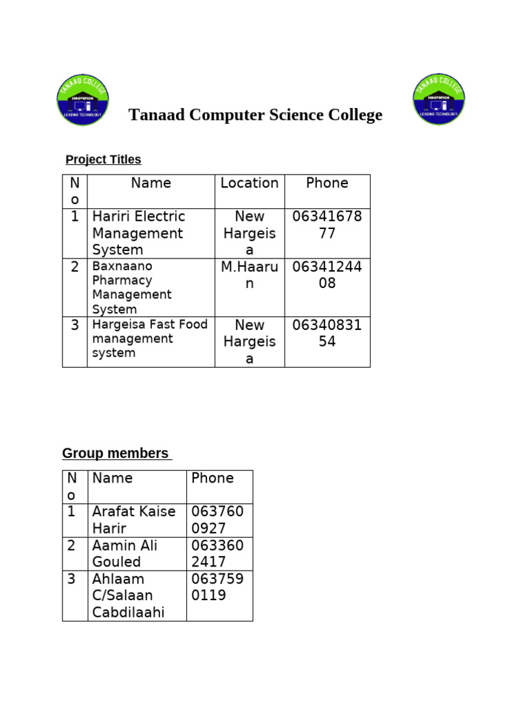 Tanaad Computer Science College | PDF