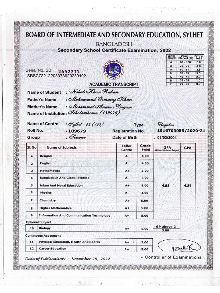 SSC Transcript | PDF