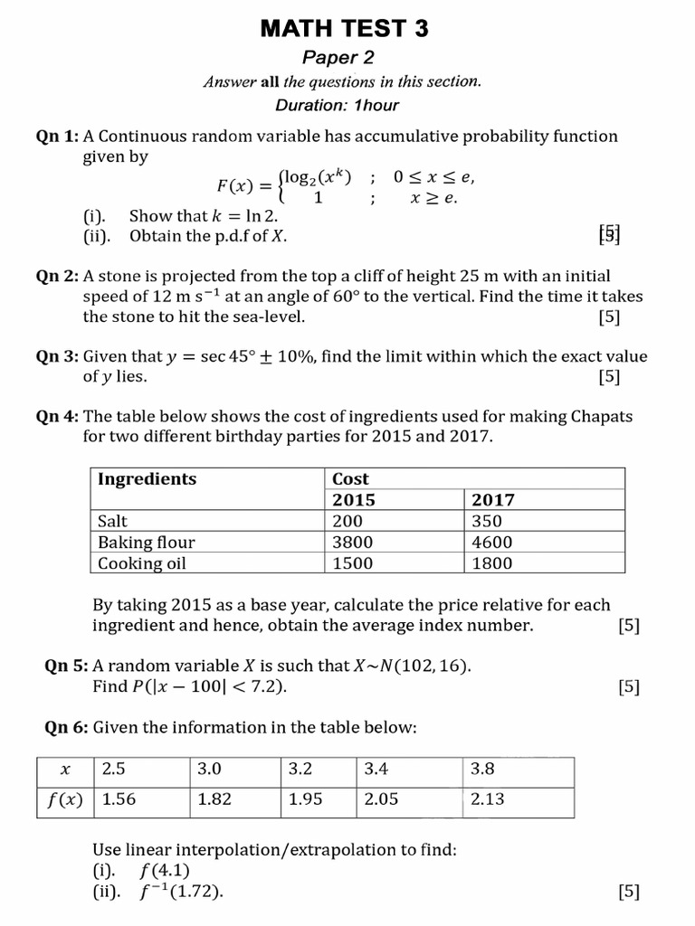Paper 2 Test 3 | PDF