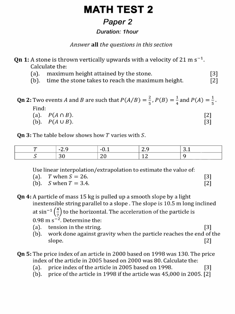 Paper 2 Test 2 | PDF
