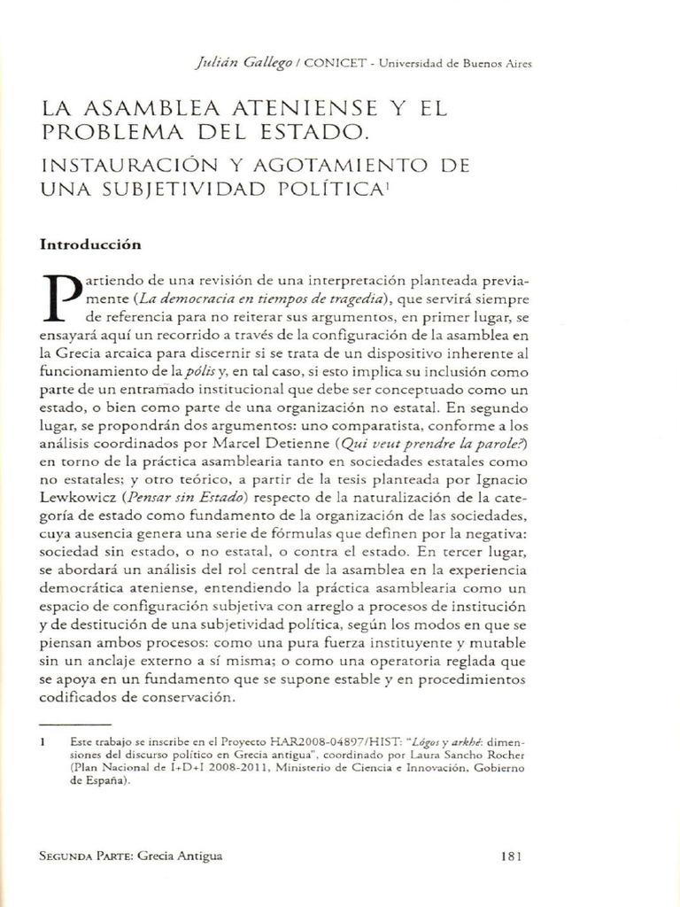 Gallego, Julián. La Asamblea Ateniense y El Problema Del Estado ...
