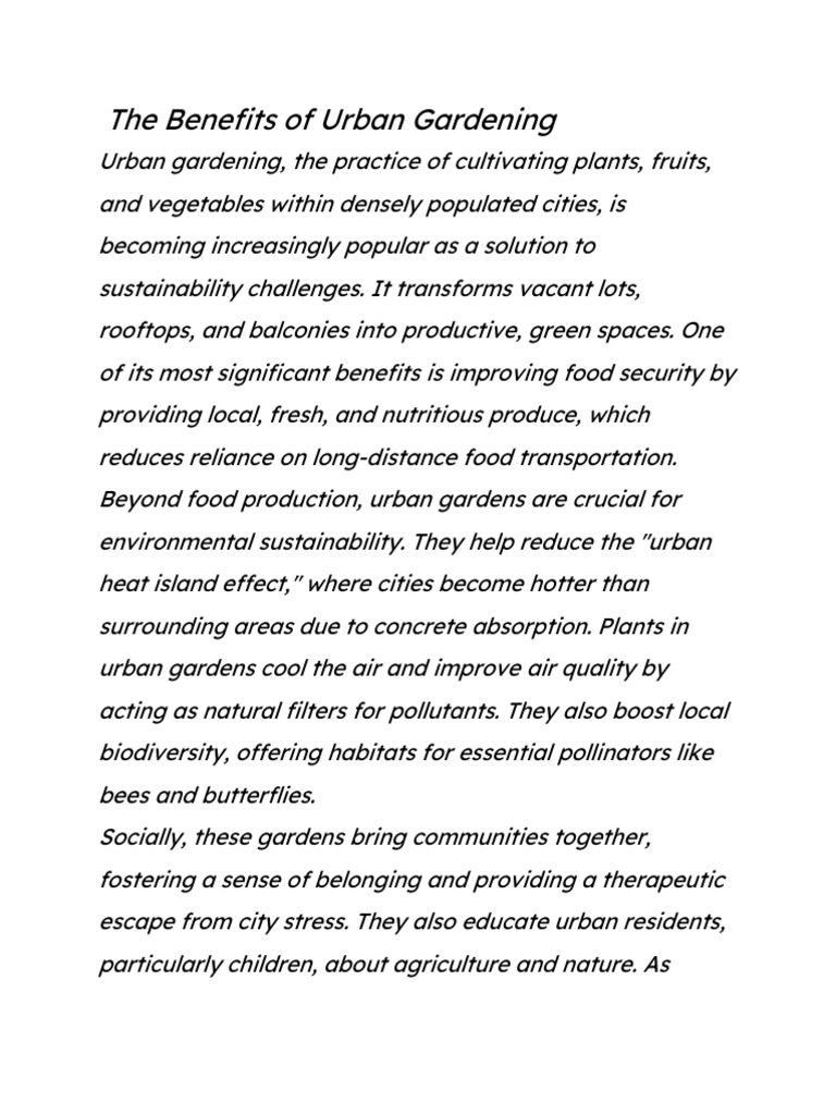 The Benefits of Urban Gardening | PDF