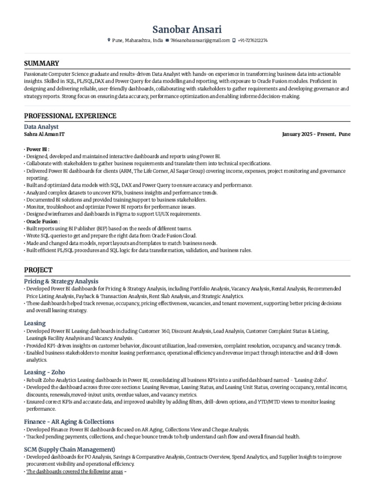 Sanobar - Resume | PDF | Supply Chain Management | Performance Indicator